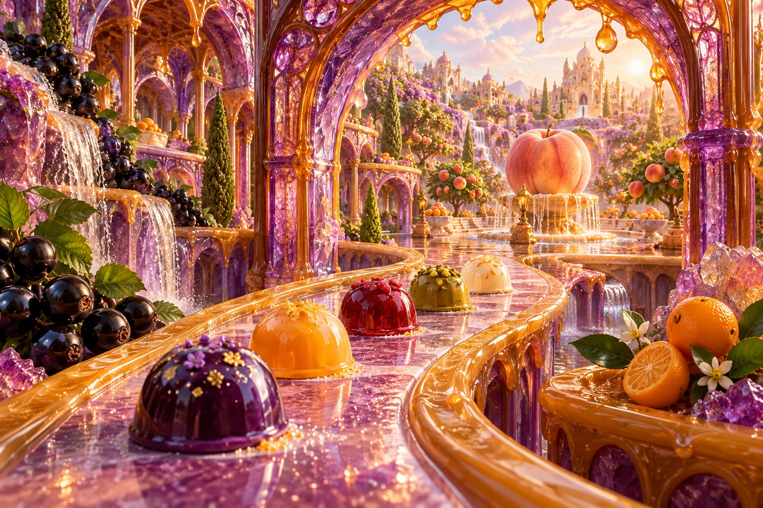 Bonbon arcade in Kavunero's illustrated fruit and confectionery world
