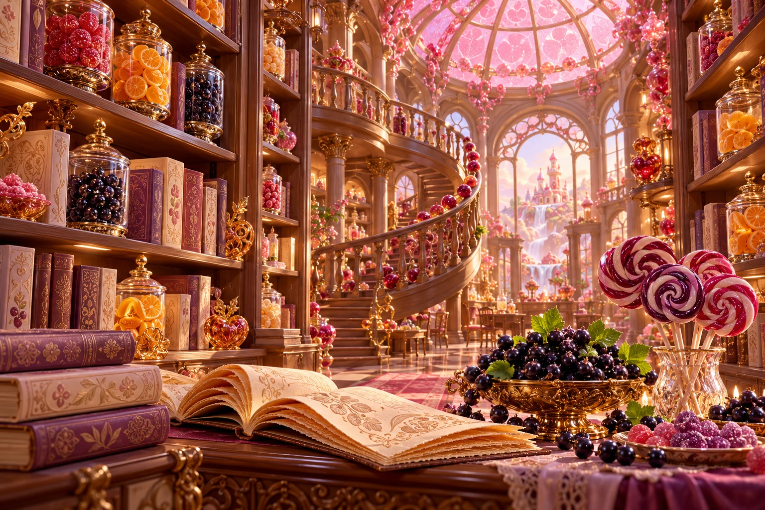 Sherbet library in Kavunero's illustrated fruit and confectionery world