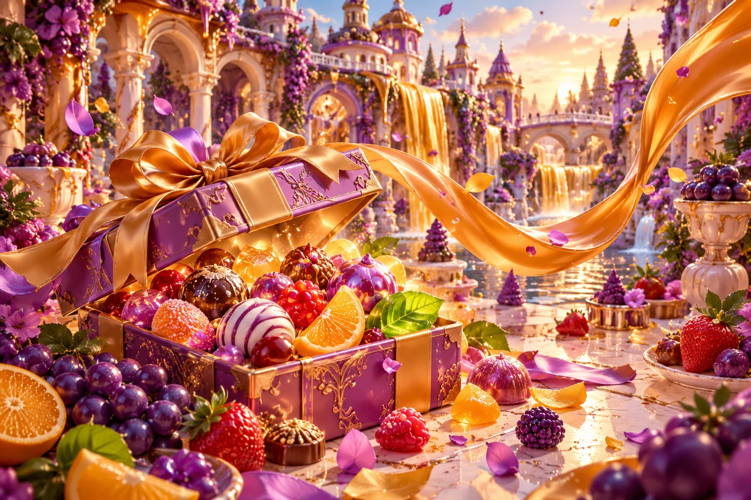Unwrapped courtyard in Kavunero's illustrated fruit and confectionery world